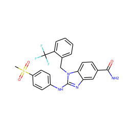 CS(=O)(=O)c1ccc(Nc2nc3cc(C(N)=O)ccc3n2Cc2ccccc2C(F)(F)F)cc1 ZINC000043122289