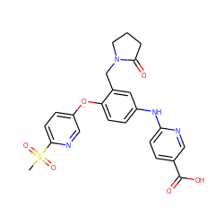 CS(=O)(=O)c1ccc(Oc2ccc(Nc3ccc(C(=O)O)cn3)cc2CN2CCCC2=O)cn1 ZINC000150066984