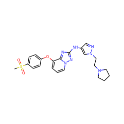 CS(=O)(=O)c1ccc(Oc2cccn3nc(Nc4cnn(CCN5CCCC5)c4)nc23)cc1 ZINC000144233252