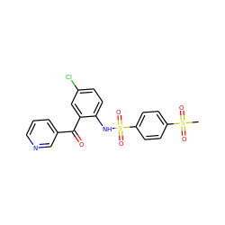 CS(=O)(=O)c1ccc(S(=O)(=O)Nc2ccc(Cl)cc2C(=O)c2cccnc2)cc1 ZINC000036403840