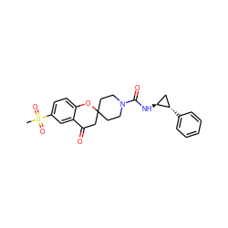 CS(=O)(=O)c1ccc2c(c1)C(=O)CC1(CCN(C(=O)N[C@H]3C[C@@H]3c3ccccc3)CC1)O2 ZINC000040956267