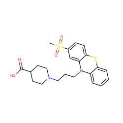 CS(=O)(=O)c1ccc2c(c1)N(CCCN1CCC(C(=O)O)CC1)c1ccccc1S2 ZINC000044136496