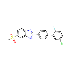 CS(=O)(=O)c1ccc2nc(-c3ccc(-c4cc(Cl)ccc4F)cc3)[nH]c2c1 ZINC000064526719