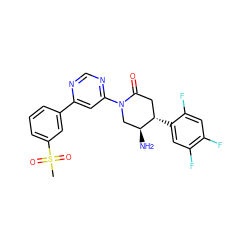 CS(=O)(=O)c1cccc(-c2cc(N3C[C@H](N)[C@@H](c4cc(F)c(F)cc4F)CC3=O)ncn2)c1 ZINC000028636961