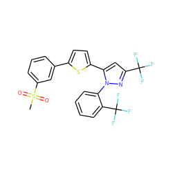 CS(=O)(=O)c1cccc(-c2ccc(-c3cc(C(F)(F)F)nn3-c3ccccc3C(F)(F)F)s2)c1 ZINC000148636894