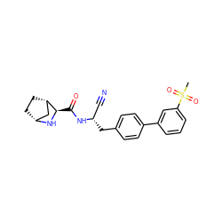 CS(=O)(=O)c1cccc(-c2ccc(C[C@@H](C#N)NC(=O)[C@H]3N[C@@H]4CC[C@H]3C4)cc2)c1 ZINC000221915698