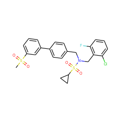 CS(=O)(=O)c1cccc(-c2ccc(CN(Cc3c(F)cccc3Cl)S(=O)(=O)C3CC3)cc2)c1 ZINC000049073475