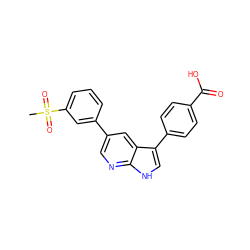 CS(=O)(=O)c1cccc(-c2cnc3[nH]cc(-c4ccc(C(=O)O)cc4)c3c2)c1 ZINC000045226772