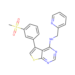 CS(=O)(=O)c1cccc(-c2csc3ncnc(NCc4ccccn4)c23)c1 ZINC000114807019