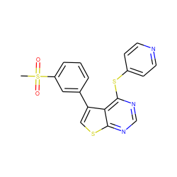 CS(=O)(=O)c1cccc(-c2csc3ncnc(Sc4ccncc4)c23)c1 ZINC000114809552