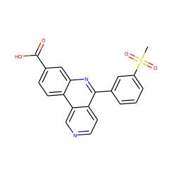 CS(=O)(=O)c1cccc(-c2nc3cc(C(=O)O)ccc3c3cnccc23)c1 ZINC000082157977