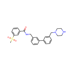 CS(=O)(=O)c1cccc(C(=O)NCc2cccc(-c3cccc(CN4CCNCC4)c3)c2)c1 ZINC000040954909