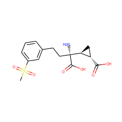 CS(=O)(=O)c1cccc(CC[C@](N)(C(=O)O)[C@H]2C[C@@H]2C(=O)O)c1 ZINC000013777436