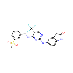 CS(=O)(=O)c1cccc(CNc2nc(Nc3ccc4c(c3)CC(=O)N4)ncc2C(F)(F)F)c1 ZINC000045496254