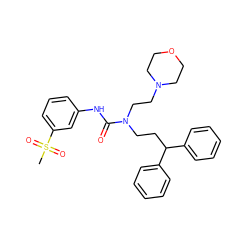 CS(=O)(=O)c1cccc(NC(=O)N(CCC(c2ccccc2)c2ccccc2)CCN2CCOCC2)c1 ZINC000095601059