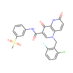 CS(=O)(=O)c1cccc(NC(=O)c2cn(Cc3c(F)cccc3Cl)c3ccc(=O)[nH]c3c2=O)c1 ZINC000073140624