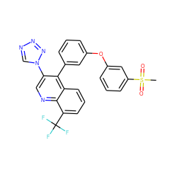 CS(=O)(=O)c1cccc(Oc2cccc(-c3c(-n4cnnn4)cnc4c(C(F)(F)F)cccc34)c2)c1 ZINC000045339400