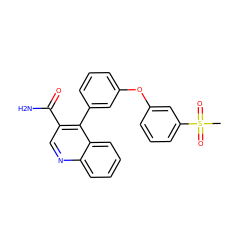 CS(=O)(=O)c1cccc(Oc2cccc(-c3c(C(N)=O)cnc4ccccc34)c2)c1 ZINC000045384959