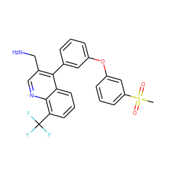 CS(=O)(=O)c1cccc(Oc2cccc(-c3c(CN)cnc4c(C(F)(F)F)cccc34)c2)c1 ZINC000045338951