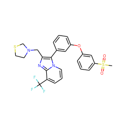 CS(=O)(=O)c1cccc(Oc2cccc(-c3c(CN4CCSC4)nc4c(C(F)(F)F)cccn34)c2)c1 ZINC000043206220