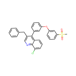 CS(=O)(=O)c1cccc(Oc2cccc(-c3c(Cc4ccccc4)cnc4c(Cl)cccc34)c2)c1 ZINC000045386153