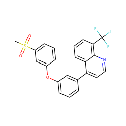 CS(=O)(=O)c1cccc(Oc2cccc(-c3ccnc4c(C(F)(F)F)cccc34)c2)c1 ZINC000044460342