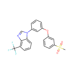 CS(=O)(=O)c1cccc(Oc2cccc(-n3cnc4c(C(F)(F)F)cccc43)c2)c1 ZINC000045339738