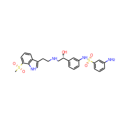 CS(=O)(=O)c1cccc2c(CCNC[C@H](O)c3cccc(NS(=O)(=O)c4cccc(N)c4)c3)c[nH]c12 ZINC000028455618