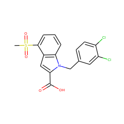 CS(=O)(=O)c1cccc2c1cc(C(=O)O)n2Cc1ccc(Cl)c(Cl)c1 ZINC000013588878