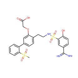 CS(=O)(=O)c1ccccc1-c1ccc(CCNS(=O)(=O)c2cc(C(=N)N)ccc2O)c(OCC(=O)O)c1 ZINC000044359941