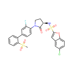 CS(=O)(=O)c1ccccc1-c1ccc(N2CC[C@@H](NS(=O)(=O)c3cc4cc(Cl)ccc4o3)C2=O)c(F)c1 ZINC000028979574