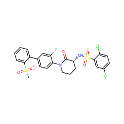 CS(=O)(=O)c1ccccc1-c1ccc(N2CCC[C@@H](NS(=O)(=O)c3cc(Cl)ccc3Cl)C2=O)c(F)c1 ZINC000029125847