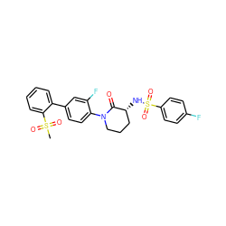 CS(=O)(=O)c1ccccc1-c1ccc(N2CCC[C@@H](NS(=O)(=O)c3ccc(F)cc3)C2=O)c(F)c1 ZINC000029125989