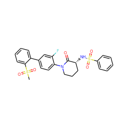 CS(=O)(=O)c1ccccc1-c1ccc(N2CCC[C@@H](NS(=O)(=O)c3ccccc3)C2=O)c(F)c1 ZINC000029126038