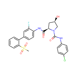 CS(=O)(=O)c1ccccc1-c1ccc(NC(=O)[C@H]2C[C@@H](O)CN2C(=O)Nc2ccc(Cl)cc2)c(F)c1 ZINC000064527083