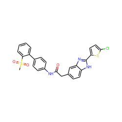 CS(=O)(=O)c1ccccc1-c1ccc(NC(=O)Cc2ccc3[nH]c(-c4ccc(Cl)s4)nc3c2)cc1 ZINC000027205132