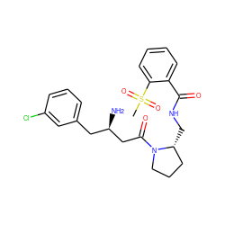 CS(=O)(=O)c1ccccc1C(=O)NC[C@@H]1CCCN1C(=O)C[C@H](N)Cc1cccc(Cl)c1 ZINC000043014568