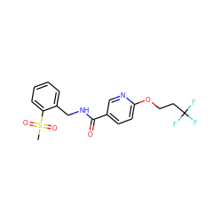 CS(=O)(=O)c1ccccc1CNC(=O)c1ccc(OCCC(F)(F)F)nc1 ZINC000045245551