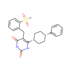 CS(=O)(=O)c1ccccc1Cc1c(=O)[nH]c(=O)[nH]c1[C@H]1CC[C@@H](c2ccccc2)CC1 ZINC000261122745