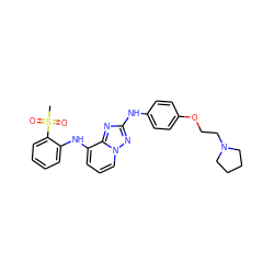 CS(=O)(=O)c1ccccc1Nc1cccn2nc(Nc3ccc(OCCN4CCCC4)cc3)nc12 ZINC000146984239