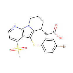 CS(=O)(=O)c1ccnc2c1c(Sc1ccc(Br)cc1)c1n2CCC[C@@H]1CC(=O)O ZINC000038578037