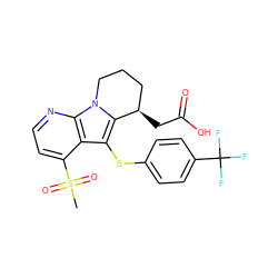 CS(=O)(=O)c1ccnc2c1c(Sc1ccc(C(F)(F)F)cc1)c1n2CCC[C@H]1CC(=O)O ZINC000003949530