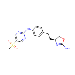 CS(=O)(=O)c1cnc(Nc2ccc(CC[C@H]3COC(N)=N3)cc2)nc1 ZINC000169701209