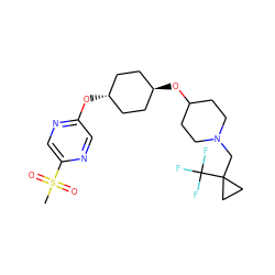 CS(=O)(=O)c1cnc(O[C@H]2CC[C@H](OC3CCN(CC4(C(F)(F)F)CC4)CC3)CC2)cn1 ZINC000473096825