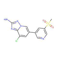 CS(=O)(=O)c1cncc(-c2cc(Cl)c3nc(N)nn3c2)c1 ZINC000084708164