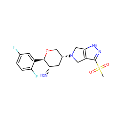 CS(=O)(=O)c1n[nH]c2c1CN([C@H]1CO[C@H](c3cc(F)ccc3F)[C@@H](N)C1)C2 ZINC000653760619