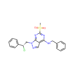 CS(=O)(=O)c1nc(NCc2ccccc2)c2cnn(C[C@H](Cl)c3ccccc3)c2n1 ZINC000071318342