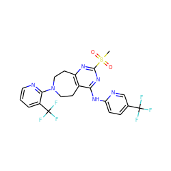 CS(=O)(=O)c1nc2c(c(Nc3ccc(C(F)(F)F)cn3)n1)CCN(c1ncccc1C(F)(F)F)CC2 ZINC000145062253