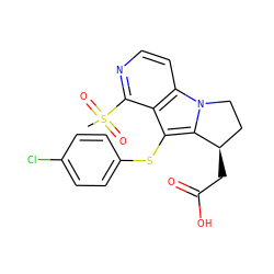 CS(=O)(=O)c1nccc2c1c(Sc1ccc(Cl)cc1)c1n2CC[C@H]1CC(=O)O ZINC000003949538