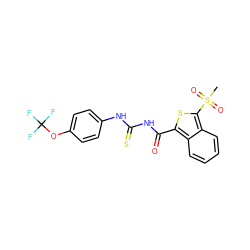 CS(=O)(=O)c1sc(C(=O)NC(=S)Nc2ccc(OC(F)(F)F)cc2)c2ccccc12 ZINC000096272679